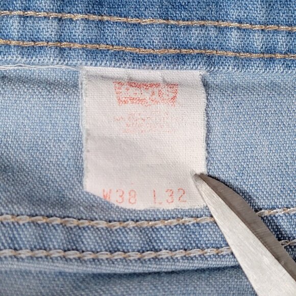 Vintage Levis Orange Tab Jeans Mens 38 x 32 Denim Straight Stretch Blue USA Made - Picture 10 of 16